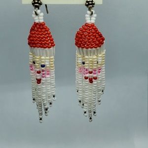 Santa Claus Handmade Native beaded earrings